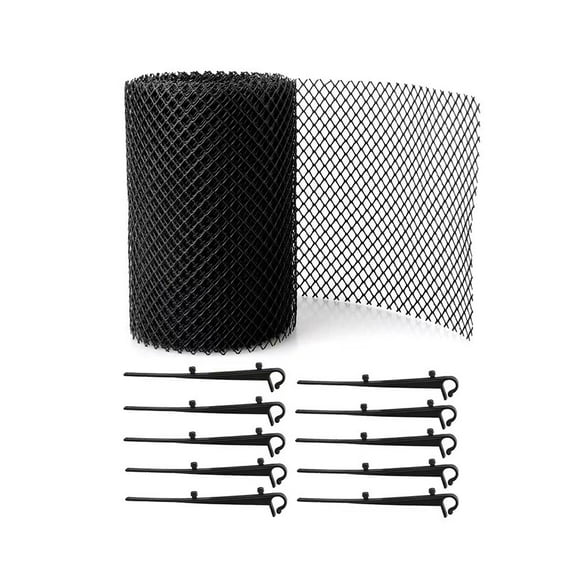 Hongchun Mesh Gutter Guard Leaf Protection Mat Gutter Block Leaves Foam Debris Shield with Retaining Clips, Prevent Drain and Gutter Blockages, Black