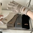 thumbnail image 4 of Guantes de cachemira de invierno para mujer, resistentes al frío, cálidos, gruesos, para conducir en invierno, guantes de punto de lana para otoño e invierno, 4 of 6