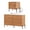 Mocha, variant on 2 Pcs Bedroom Set, 6 Drawer Dresser And Nightstand Set with Minimalist Reeded Design, Oak Double Dresser With Hidden Handles