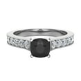 thumbnail image 4 of 14K White Gold Ring Black Diamond Engagement Ring Center Cushion 4-Prong 0.75 Carat (Black, AAA), 4 of 5