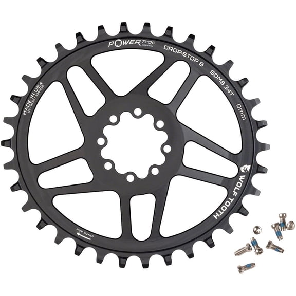Wolf Tooth Elliptical Direct Mount Chainring - 34t, SRAM Direct Mount, Drop-Stop B, For SRAM 8-Bolt Cranksets, 0mm