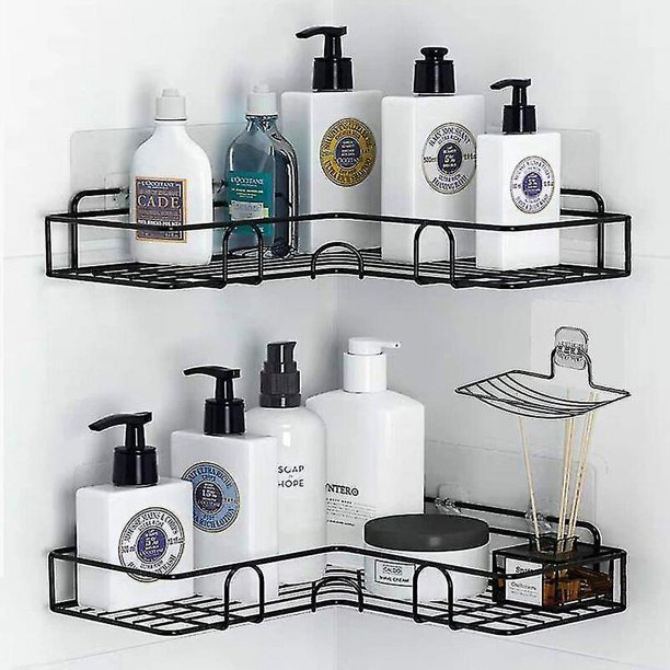 Estante de ducha, estante de ducha de esquina con ganchos/bandeja de jabón, estante de almacenamiento de baño, estante de baño adhesivo montado en la pared, almacenamiento de ducha, dormitor