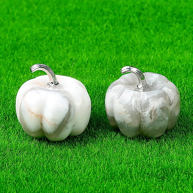 Xihbxyly Calabaza En Miniatura Hecha a Mano, Hecha de Piedra de Cristal Natural, Decoración de Mesa para Halloween y Acción de Gracias, Decoración Otoñal para El Hogar, Ideal para Regalar, Tamaño 30