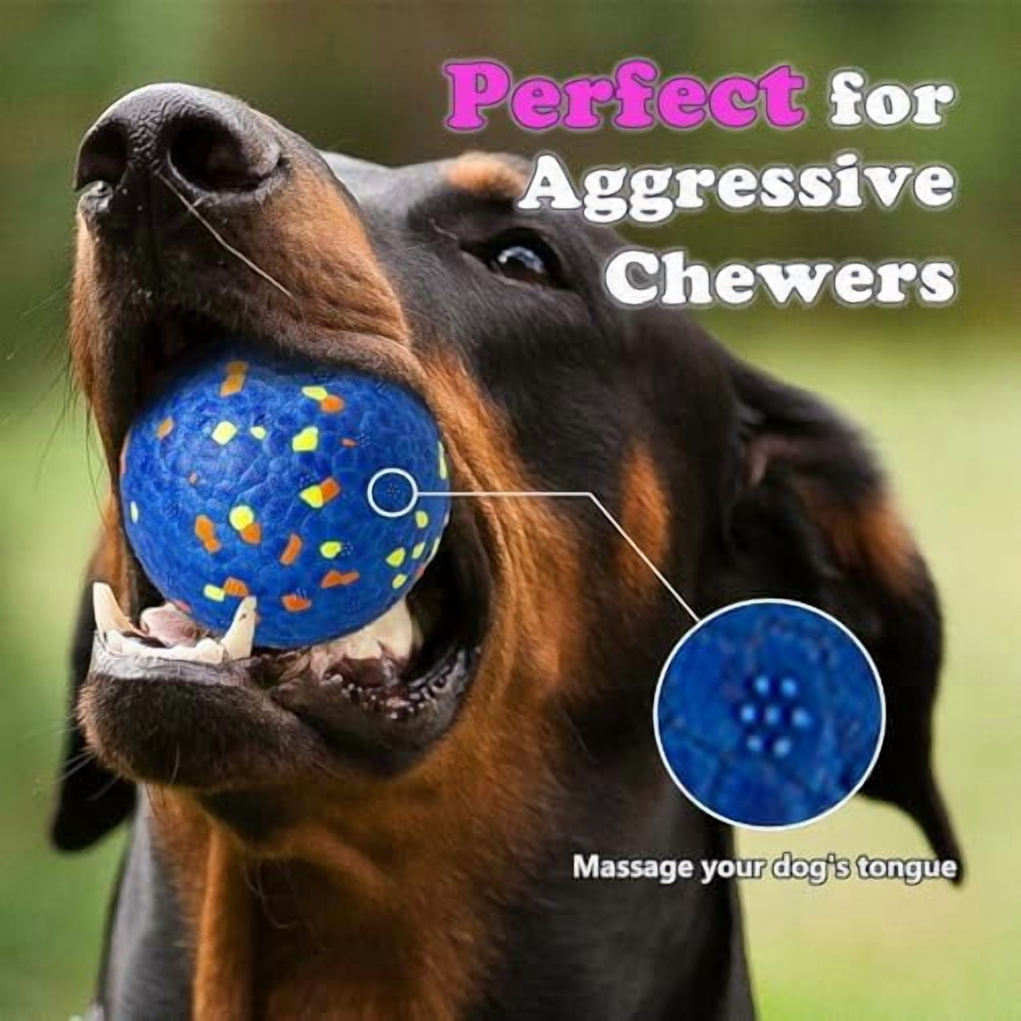 Dog Ball Toys Dog Tennis Ball for Aggressive Chewers Indestructible Bouncy Lightweight Water Toy Fetch Ball for Large Medium and Small Dog Blue & Yellow (2-Pack),Small (2.5" diameter)