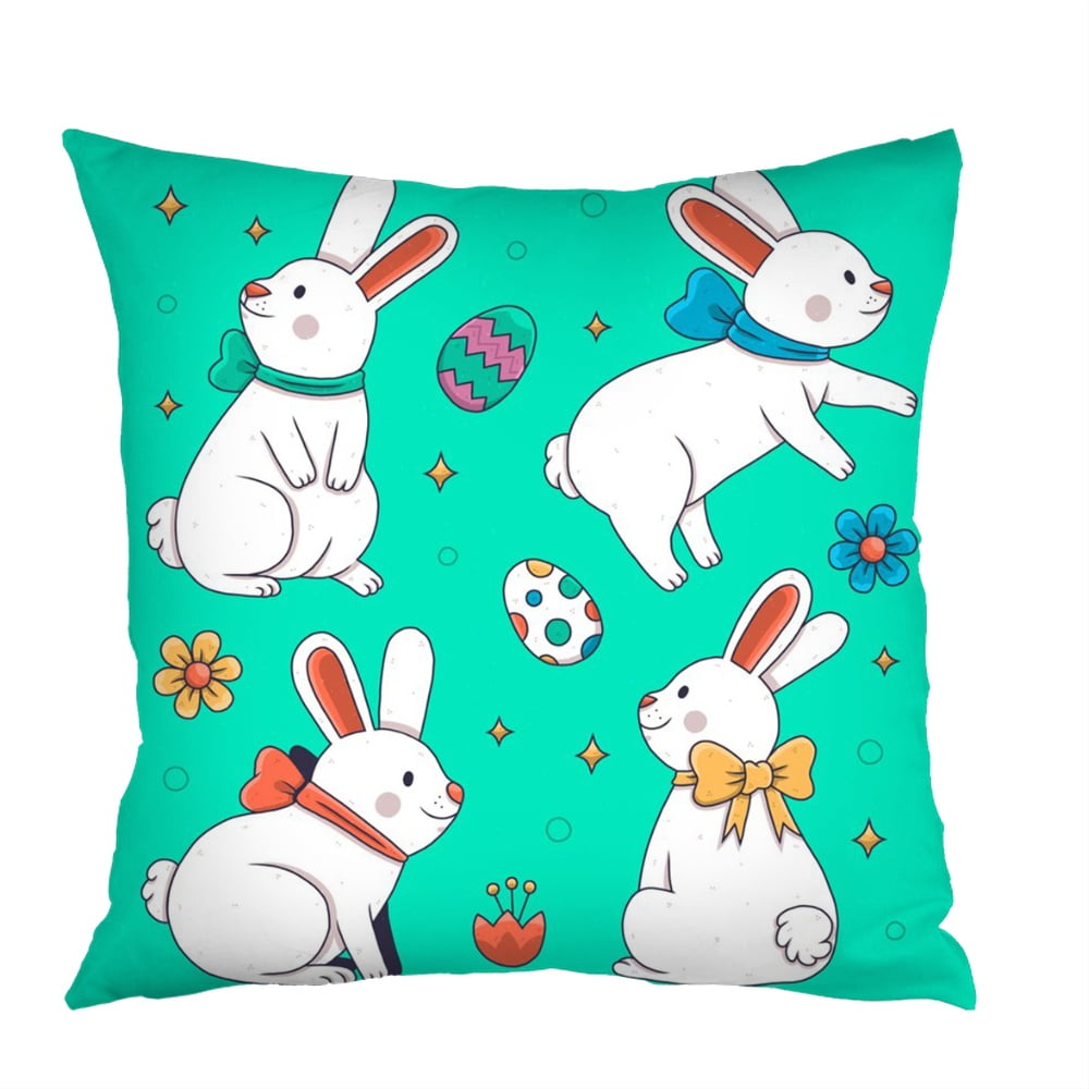 18" Spring Easter Bunny Egg Pillow Case Throw Cushion Cover Home Sofa Decor US 