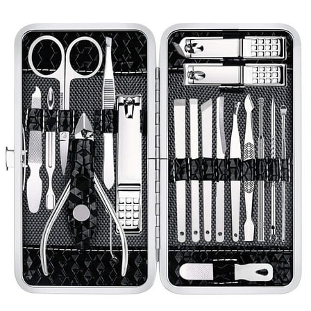 Nail Clippers Set Fingernail and Toenail Clipper Cutters, Manicure Pedicure Kit 18 Pieces Stainless Steel Professional Grooming Kits, Nail Care Tools with Luxurious Travel Case