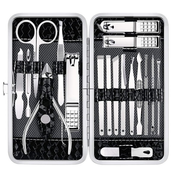 Nail Clippers Set Fingernail and Toenail Clipper Cutters, Manicure Pedicure Kit 18 Pieces Stainless Steel Professional Grooming Kits, Nail Care Tools with Luxurious Travel Case