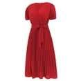thumbnail image 3 of Vestido de mujer A Line Elegante vestido largo con cuello en V para cóctel de boda (Rojo XL) FLhrweasw Para estrenar, 3 of 9