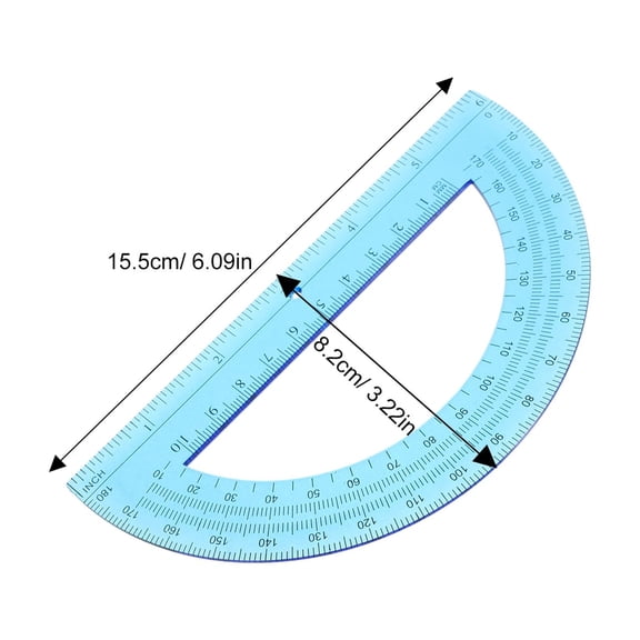 RENACLIPY 12-Piece Plastic Protractor Set with Dual Scales, Assorted Colors, Clear Visibility for School, Office, and Classroom Use