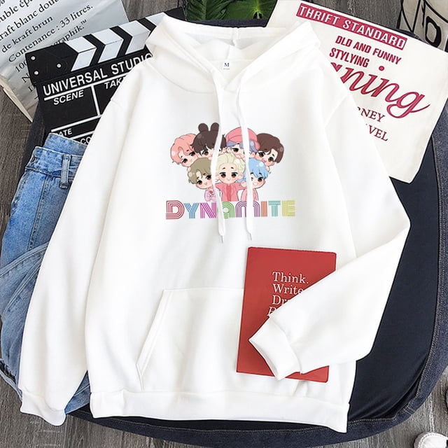 BTS Cadet Corps nuevo álbum CartoonDYNAMITE la ropa de los Fans de los alrededores de color caramelo pareja de las mujeres sudores y sudaderas con capuchapangjing