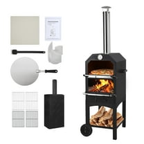 CazToi 2 Wheels Premium Portable Wood-Fired Pizza Oven with Stone and Grill Rack for Parties & Picnics