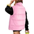 thumbnail image 4 of Sopiago Women's Casual Oversized Puffer Vest Stand Collar Insulated Padded Puffy Winter Jackets Coat with Pockets Pink,S, 4 of 6