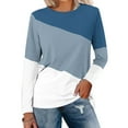 thumbnail image 2 of WREESH Womens Fashion Tunic Top V Neck Color Block Pullover Top Regular Fit Long Sleeve Tops Round-Neck Top White, 2 of 4
