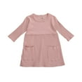 thumbnail image 1 of Baby Girls Ribbed Knitted Dress Solid Three Quarter Sleeve Princess Clothes, 1 of 3