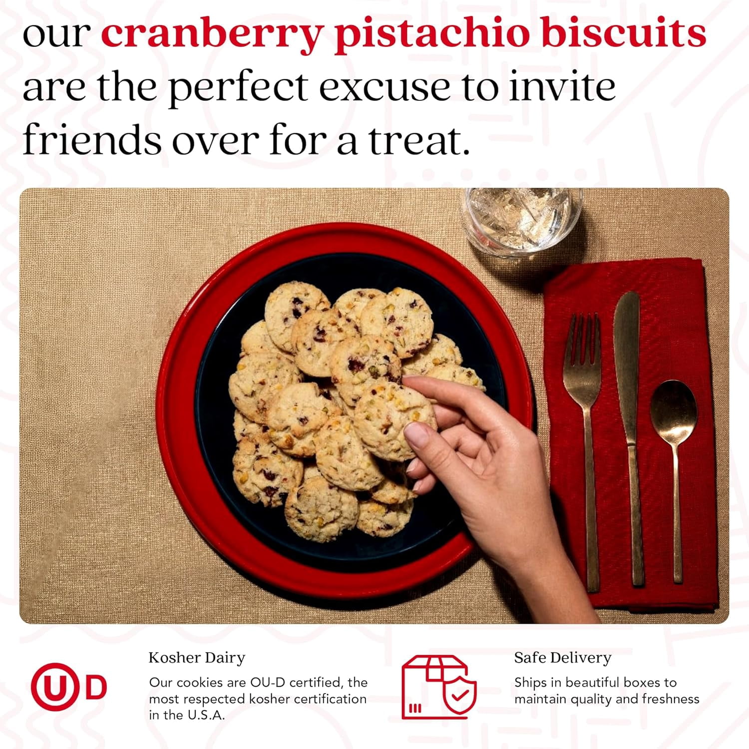 David's Cookies Cranberry Pistachio Biscuits in Sweet Sampler Tin, 9.3 oz