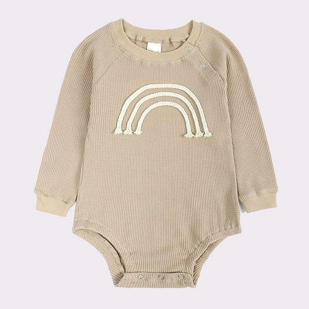 

GERsome Baby Girl Boy Crewneck Sweatshirt Romper Long Sleeve Rainbow Pullover Sweater Top Warm Fall Winter Clothes