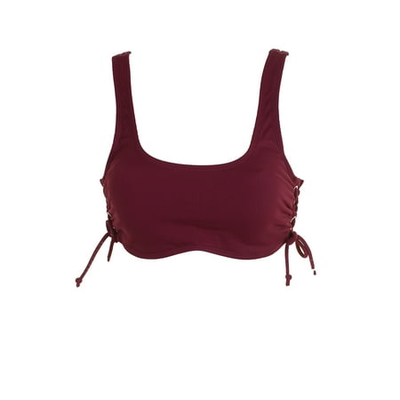 California Smoked Wine - California Waves Juniors Wine Lace-Up Bikini Top XS