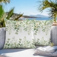 thumbnail image 3 of Sage Green Eucalyptus Throw Pillow Covers 26x26 Inch Set of 2, Spring Summer Farmhouse Leaves Waterproof Outdoor Pillow Covers, Decorative Cushion Pillowcases for Couch, Sofa, Bed, Garden, Patio, 3 of 9