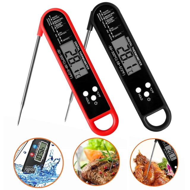Food Thermometer Easy to Read Digital Meat Thermometer Waterproof Foldable Cooking Thermometer for Home Kitchen