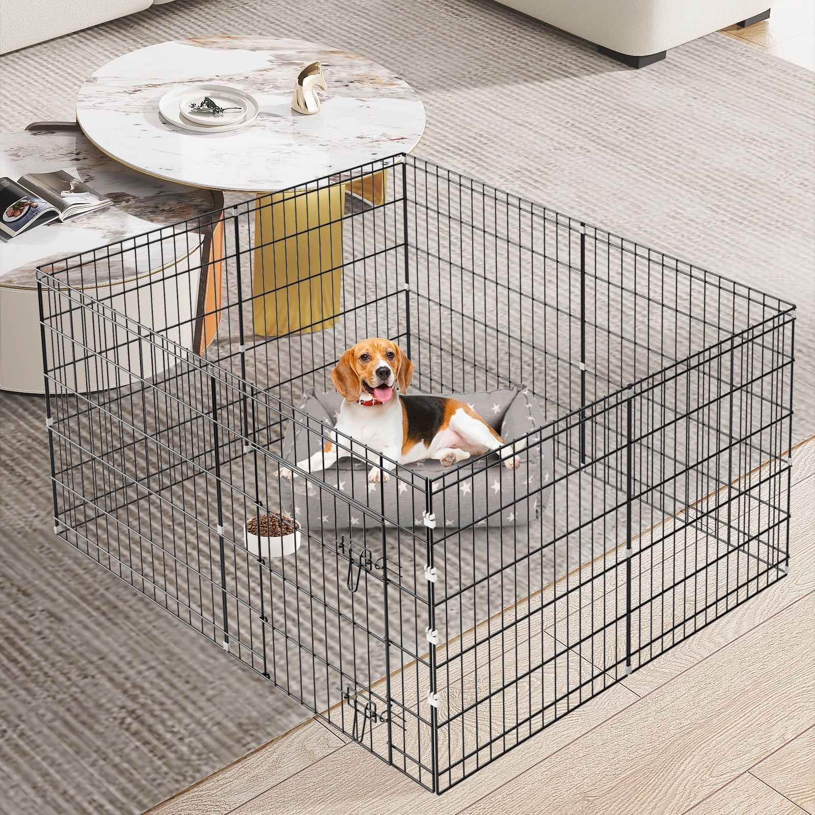 Zephypaws 8-Panel 30" High Dog Playpen with Lockable Door, Foldable Pet Fence Exercise Pen for Small to Medium Dogs, Portable Metal Wire Puppy Playpen for Indoor and Outdoor Use