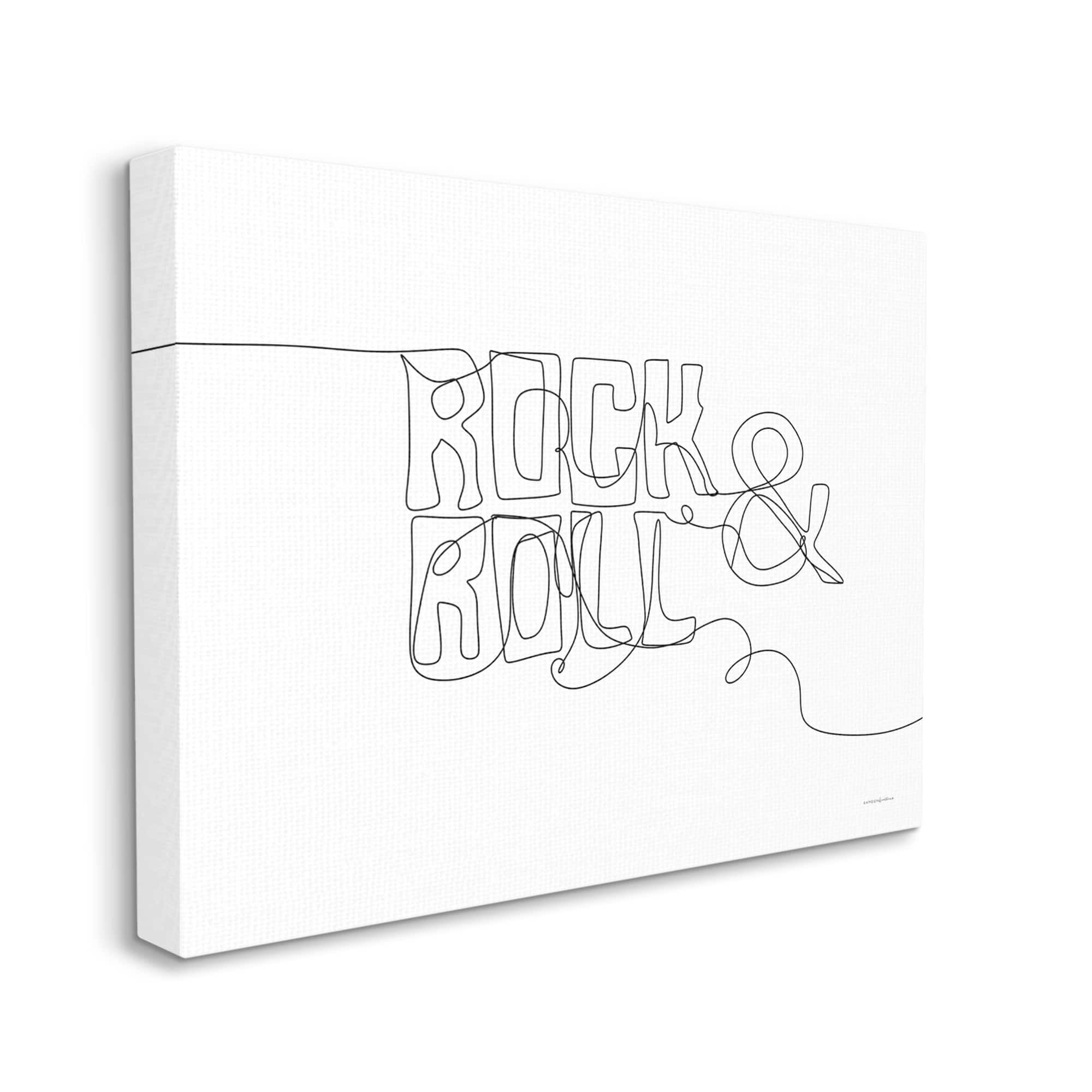 Stupell Rock & Roll Music Line Doodle Beauty & Fashion Painting Gallery Wrapped Canvas Print Wall Art