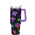 thumbnail image 2 of 40oz Cute Colorful Botanical Mushroom Stainless Steel Flip Straw Tumbler Spill Proof Travel Cup Double Wall Vacuum Insulated Coffee Mug with Top Handle, 2 of 6