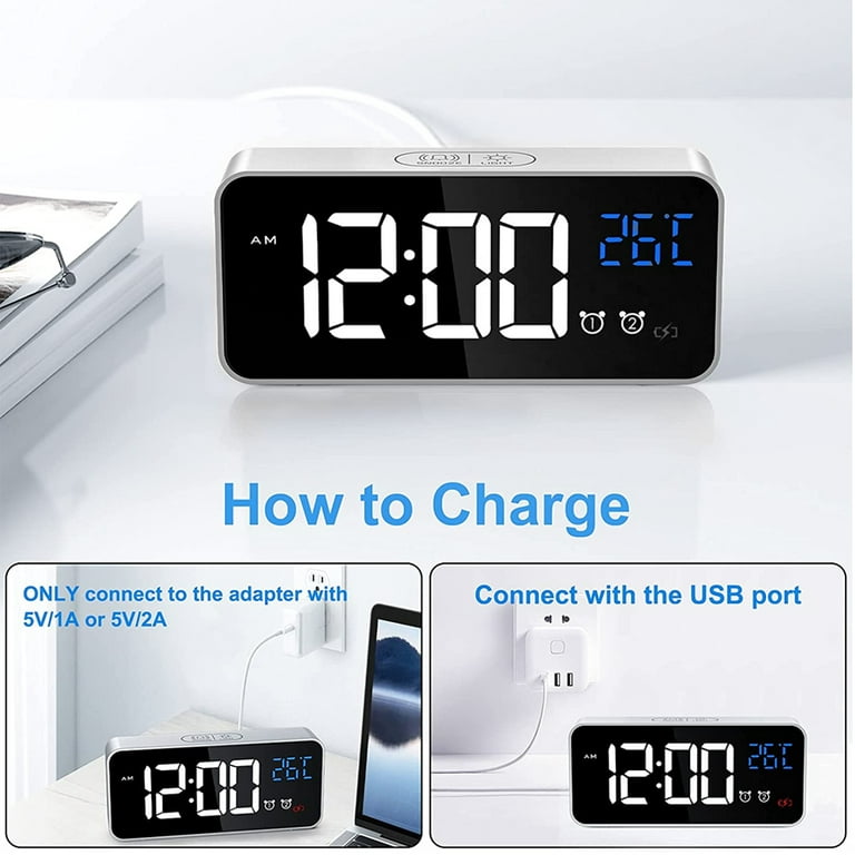 Large Digital Alarm Clock For Visually Impaired - Big Electric Clock For  Bedroom, Jumbo Number Display, Fully Dimmable Brightness Dimmer, Usb Ports