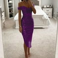 thumbnail image 2 of Wdgfv Womens Sequin Dress Elegant Off Shoulder Sequin Prom Gown with Pleated Midi Design for Formal Evening Events, 2 of 7
