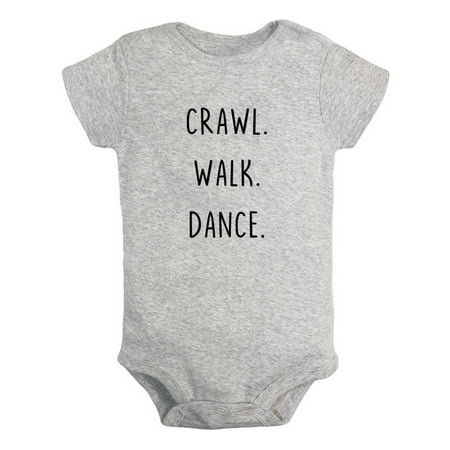 

iDzn Crawl Walk Dance Funny Rompers For Babies Newborn Baby Unisex Bodysuits Infant Jumpsuits Toddler 0-12 Months Kids One-Piece Oufits (Gray 18-24 Months)