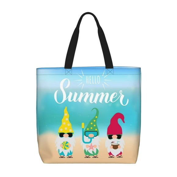 Balery Hello Summer Gnome 1 Bolsa de Mano para Mujeres con Cremallera, Bolsa de Gimnasio con Compartimentos, Bolsa para Laptop, Bolsa para Trabajo