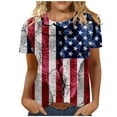 thumbnail image 2 of Wycnly Shirts for Women Loose Independence Day Patriotic Tops for 4th of July Summer Casual Crewneck Short Sleeve USA Flag Print Ladies Blouses Dark Blue s, 2 of 4