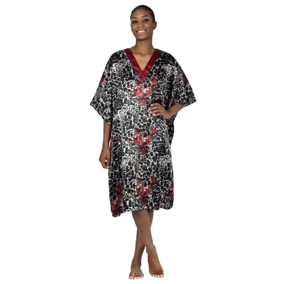 Up2date Fashion's Women's Short Caftan / Kaftan / Muumuu / Mumu, Rose Petal Bloom Print, Style CShort-45C3