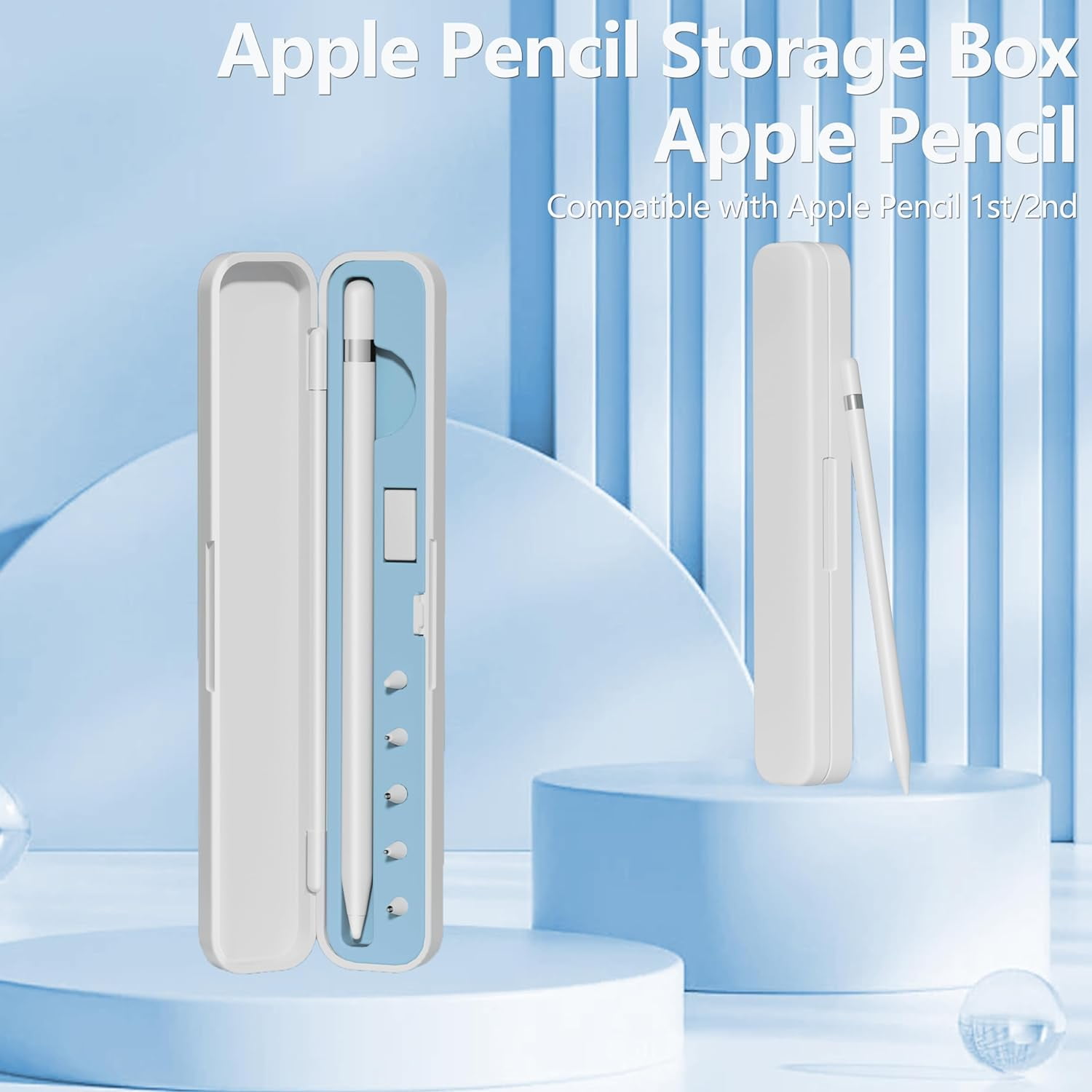 Storage Box with Lid and 5 Pack Pencil Tips for Apple Pencil