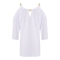 thumbnail image 5 of Qiylii Women's Open Cold Shoulder Slim Fit Short Sleeve Tee Shirt Blouse Tops, 5 of 9