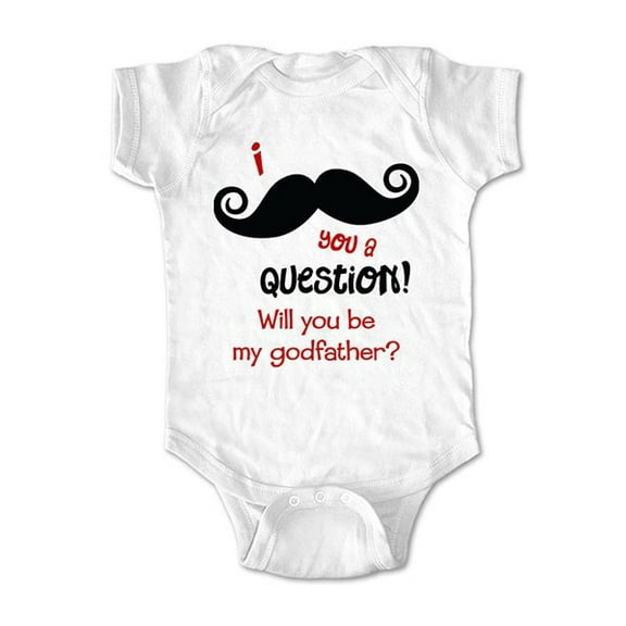 I Mustache you a question! Will you be my Godfather? - wallsparks cute & funny Brand - baby one piece bodysuit - Great baby shower gift!