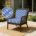 thumbnail image 2 of Outdoor Patio Cushion Covers 4 Pack Navy Blue Plaid Patio Chair Cushion Covers with Ties and Zipper Navy Blue White Grids Geometric Waterproof Outdoor Seat Cushion Covers for Patio Furniture 22"x20", 2 of 9