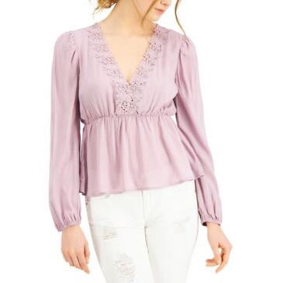 MSRP $34 Self Esteem Juniors' Lace-Trimmed Empire-Waist Top Size XS