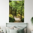 thumbnail image 4 of Japanese Tapestry, Wooden Bridge over Pond in Garden Calmness in Shadow of Trees Serenity in Nature, Wall Hanging for Bedroom Living Room Dorm Decor, 60W X 80L Inches, Green Brown, by Ambesonne, 4 of 5
