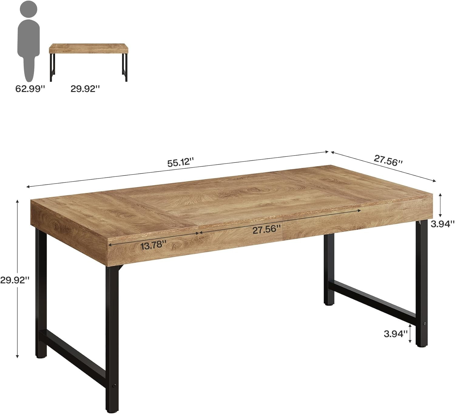Tribesigns 55" Industrial Executive Desk for Home Office,Business Workstation, Small Conference Table