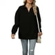 thumbnail image 1 of Camisetas para Mujer, de Larga, con Banda en la Parte Inferior, Informales, de Negocios, con Cuello en V Negro S, 1 of 10