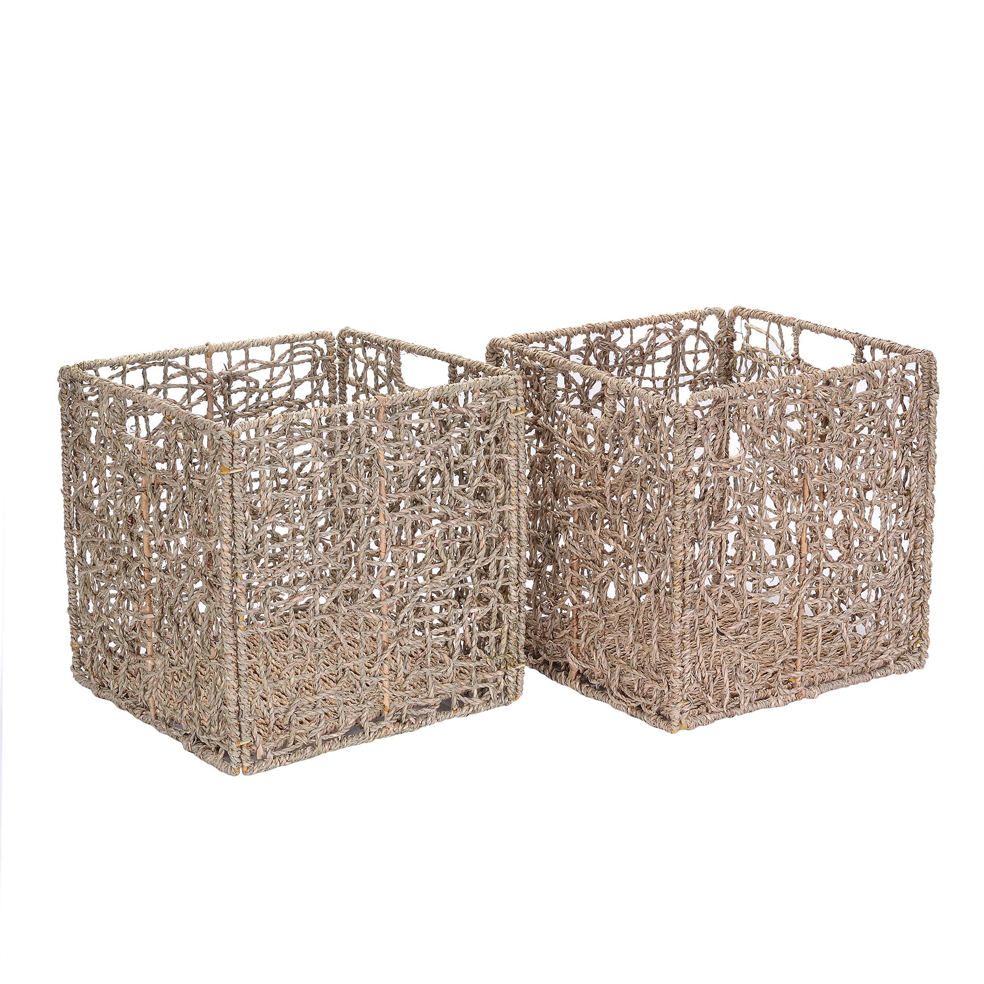 Villacera 12Inch Square Handmade Wicker Storage Bin, Decorative