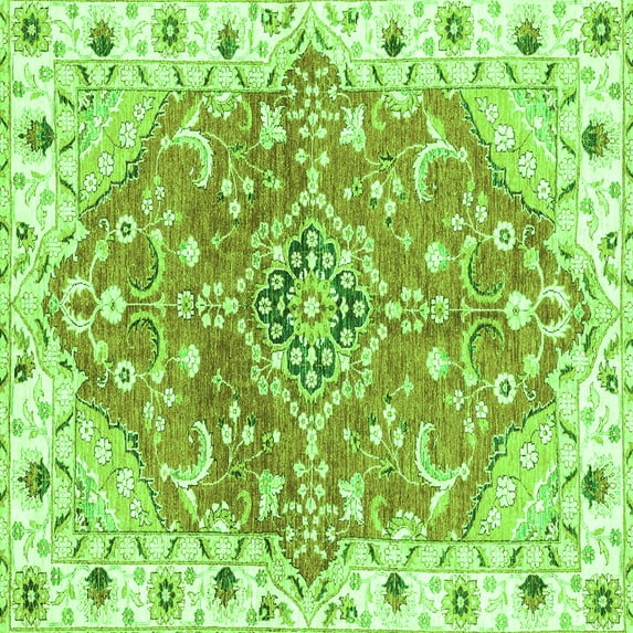 Ahgly Company Indoor Square Abstract Green Modern Area Rugs, 3' Square