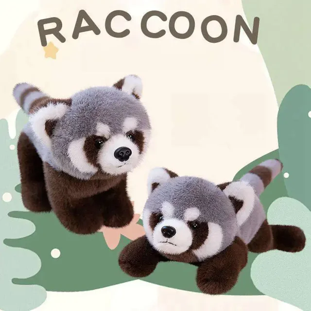 Panda gris realista para niños, Animal de peluche de mapache, lindo Panda, regalo de cumpleaños, regalo de Navidad563