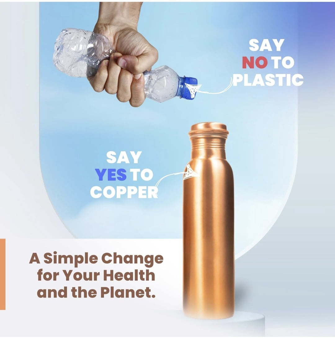 WellSip Copper Bottel | 100% Pure Copper Water Bottle 1000 ML