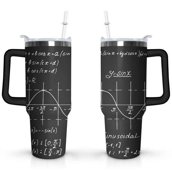 40oz Math Physical Equations Mathematics Stainless Steel Flip Straw Tumbler Spill Proof Travel Cup Double Wall Vacuum Insulated Coffee Mug with Handle