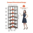 thumbnail image 3 of KFFKFF 7-Tier Corner Bookshelf, 79" Tall Bookcase with Sturdy Metal Frame & Wooden Shelves, Industrial Reversible L-Shaped Display Shelf for Bedroom, Living Room, Office, 3 of 9
