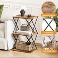 thumbnail image 3 of 3-Tier End Table Small Side Table Tall Bedside Night Stand with Storage Sofa Side desks for Living Room Bedroom Office Bathroom Small Space Rustic Brown, 3 of 14