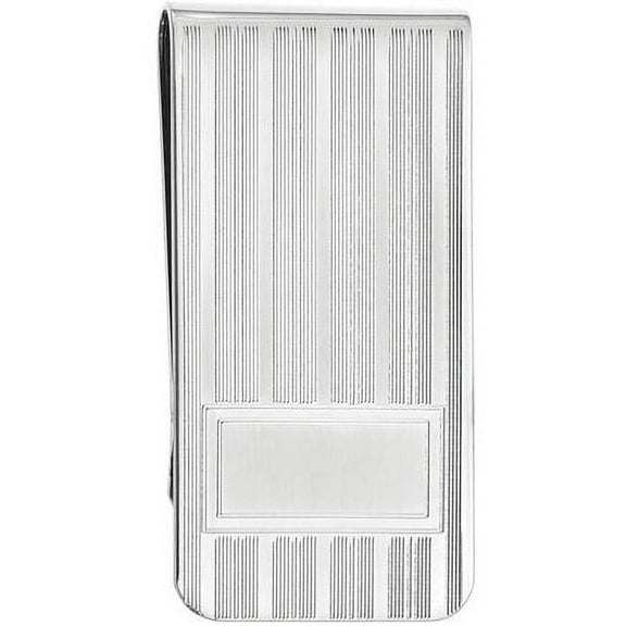 Primal Rhodium-plated Kelly Waters Money Clip with Lines and Bottom Rectangle