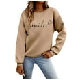 thumbnail image 1 of Amzcrzy Chandails en Molleton pour Femmes Mode Imprimé Sourire Col Rond Chandail en Molleton Décontracté Manches Longues pour Femmes Automne Chandail Ample Chandail en Molleton, 1 of 4