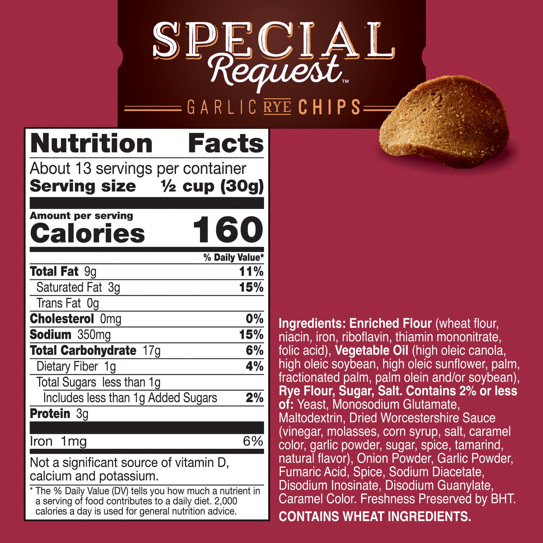 Gardetto's Special Request Garlic Rye Chips, Snack Bag, 14 oz
